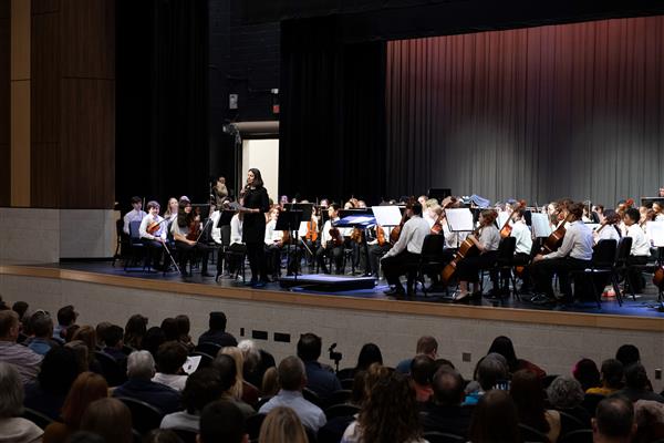 Students performing at the 2023-2024 All County Orchestra Concert